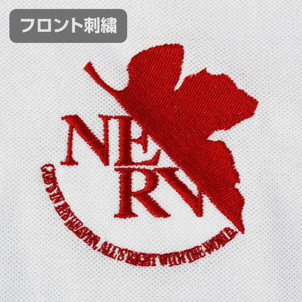[Evangelion] Polo Shirt w/Embroidery NERV logo White - T Shirt Size L