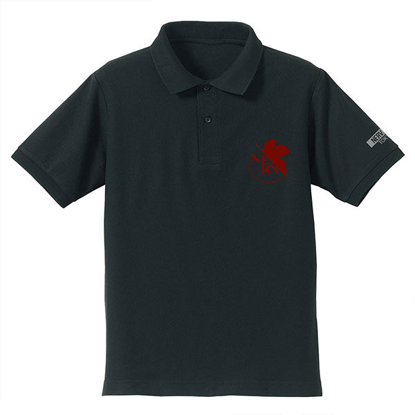 [Evangelion] Polo Shirt w/Embroidery NERV logo Black - T Shirt Size L