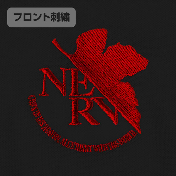 [Evangelion] Polo Shirt w/Embroidery NERV logo Black - T Shirt Size L