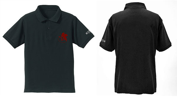 [Evangelion] Polo Shirt w/Embroidery NERV logo Black - T Shirt Size XL