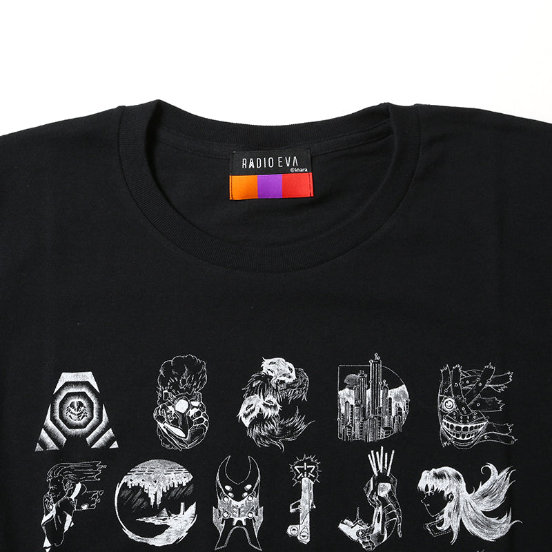 [Evangelion] RADIO EVA TYPOGRAPHY OF EVA index T-Shirt black