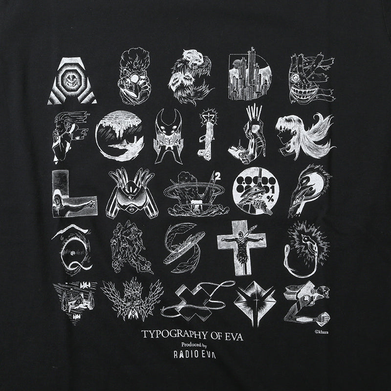 [Evangelion] RADIO EVA TYPOGRAPHY OF EVA index T-Shirt black