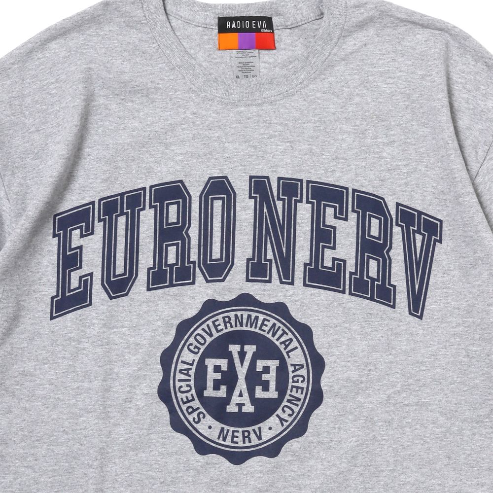 [Evangelion] RADIO EVA EURO NERV COLLEGE T-Shirt Gray