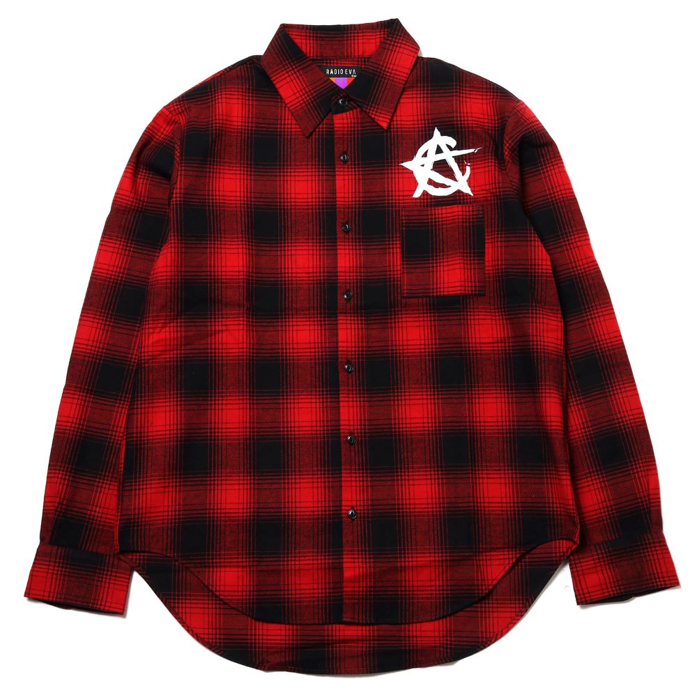 [Evangelion] RADIO EVA CIRCLE EVA FLANNEL CHECK SHIRTS RED