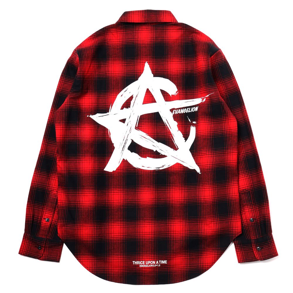 [Evangelion] RADIO EVA CIRCLE EVA FLANNEL CHECK SHIRTS RED