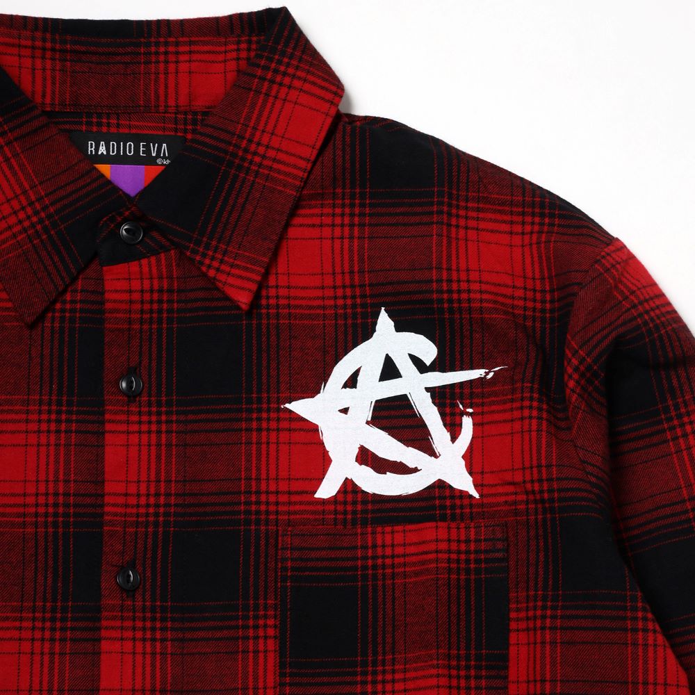 [Evangelion] RADIO EVA CIRCLE EVA FLANNEL CHECK SHIRTS RED