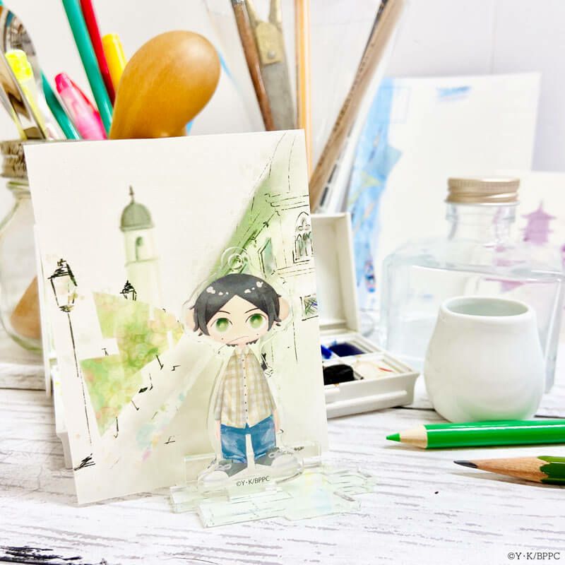 (Goods - Acrylic Stand) [Blue Period] Bunbougu Cafe Collab Blue Period 2022 BunCafe Chibi Mini Acrylic Stand Yotasuke Takahashi