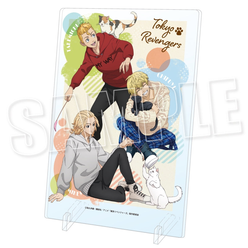 [Tokyo Revengers] Acrylic Visual Board Play With Cats Ver. Type A (Takemichi Hanagaki & Manjiro Sano & Chifuyu Matsuno)